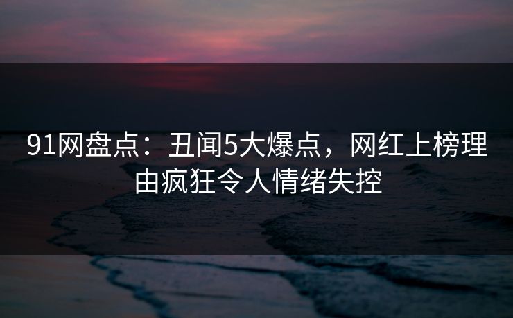 91网盘点：丑闻5大爆点，网红上榜理由疯狂令人情绪失控