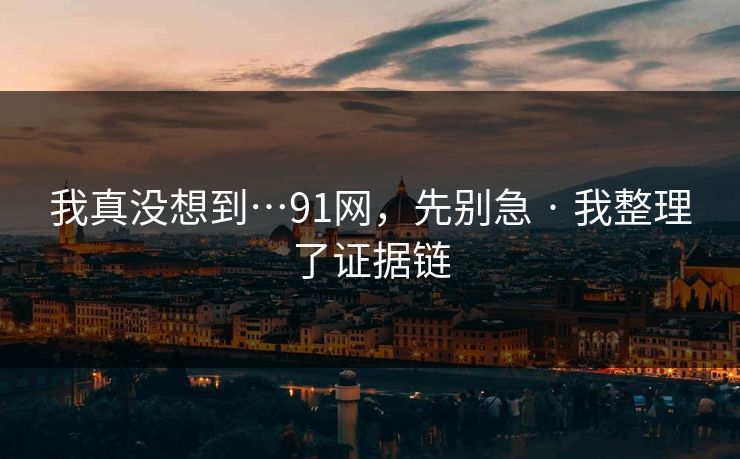 我真没想到…91网，先别急 · 我整理了证据链