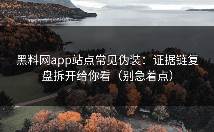 黑料网app站点常见伪装：证据链复盘拆开给你看（别急着点）