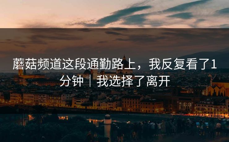 蘑菇频道这段通勤路上，我反复看了1分钟｜我选择了离开